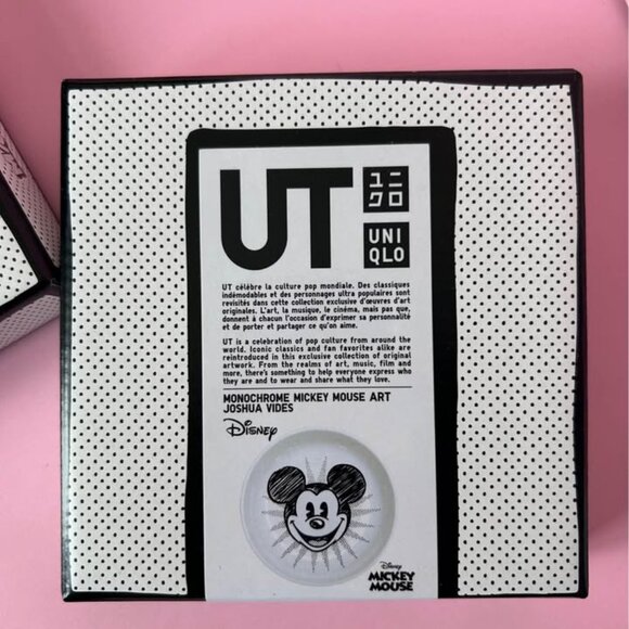 NIB Uniqlo UT x Joshua Vides Mickey Mouse Disney Monochrome Small Plate Set of 2 - Picture 4 of 5